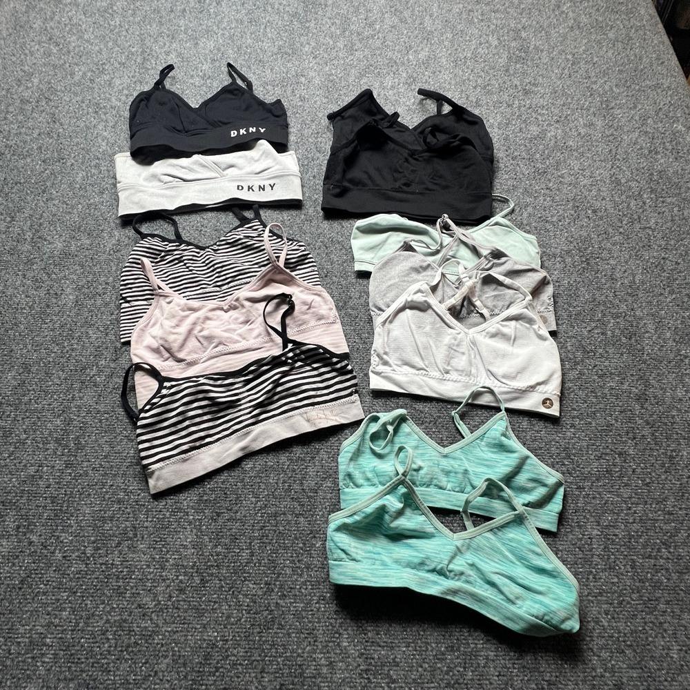 Girls Bralette Sports Bra Lot 10pc DKNY Nicole Miller Danskin Cat & Jack S M 32